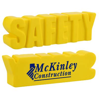 Foam word stress reliever-safety with imprinted brand.