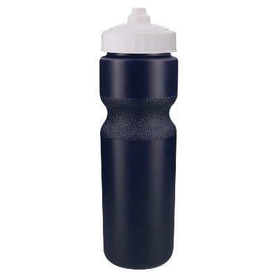 Plastic navy sports bottle with valve lid in 28 oz.