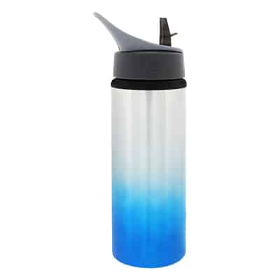 Aluminum silver with orange water bottle blank with flip straw lid in 25 ounces.