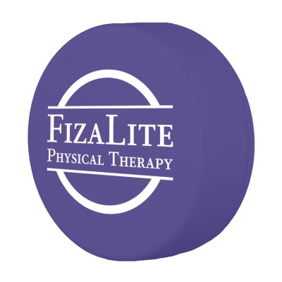 Purple foam stress ball with a custom logo.