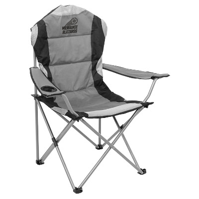 Charcoal polyester chair with a personalized imprint.