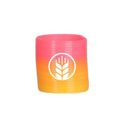 Multi-colored plastic spring with a custom imprint.