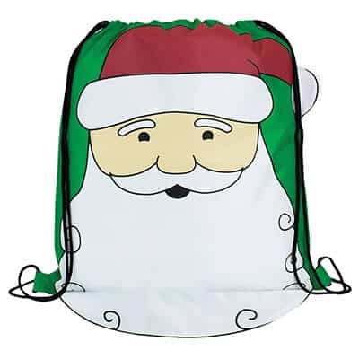 Polyester Santa drawstring bag blank.
