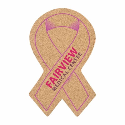 Large cork ribbon coaster with full color printed.