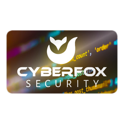 White plastic business card with a custom logo.