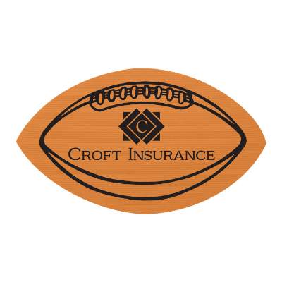 Orange football rubber jar opener with custom printed logo.