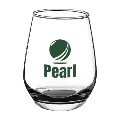 Black wine glass with custom logo.