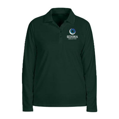 Personalized forest green full color ladies' long-sleeve polo