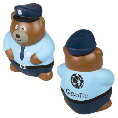 Foam police bear stress ball with custom imprint.