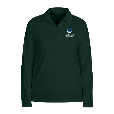 Personalized forest green embroidered ladies' long-sleeve polo