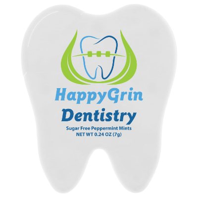 Customized white tooth full color credit card mints.