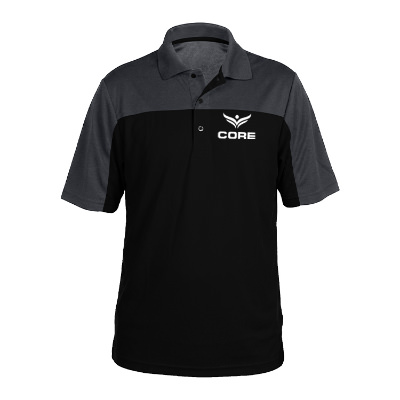 Customized black with carbon colorblock pique polo