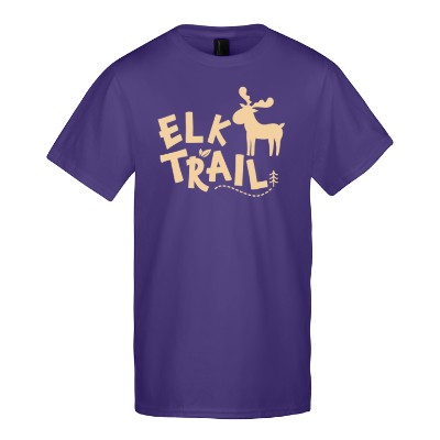 Custom purple youth tee with logo.