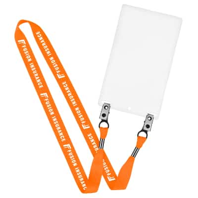 5/8 inch neon green grosgrain polyester custom lanyard with double bulldog clips and event holder.