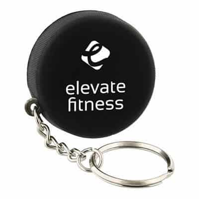 Foam hockey puck stress ball key ring with promo.