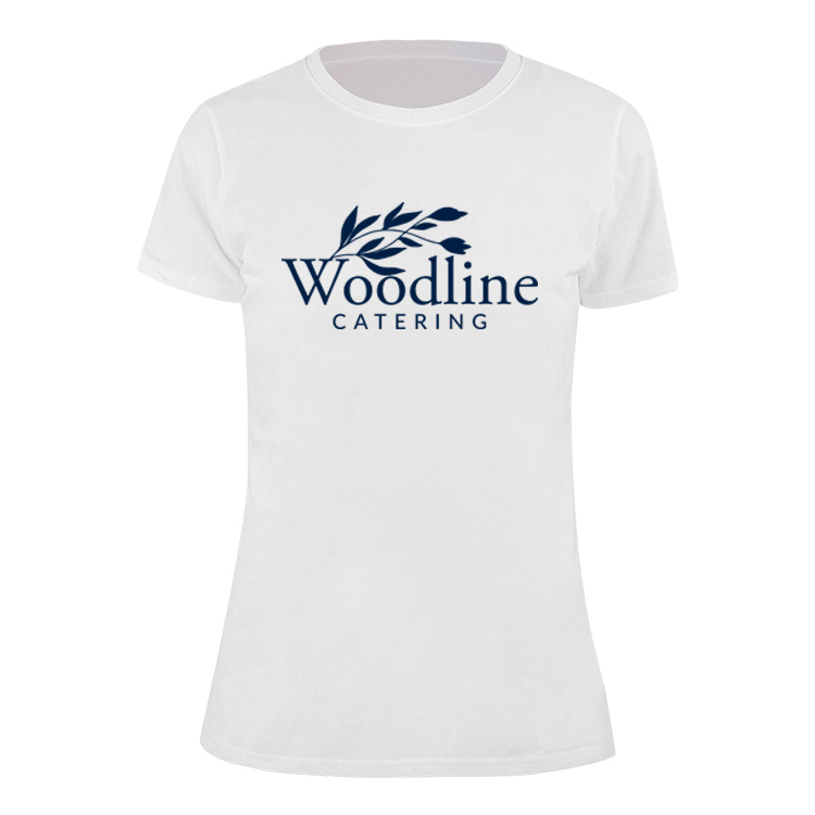 White imprinted custom short sleeve shirt.