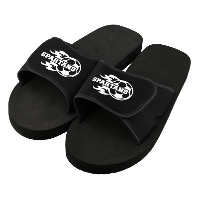 Black slides with custom one-color logo.