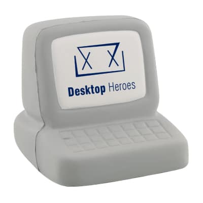 Foam computer stress ball with a custom imprinted logo.