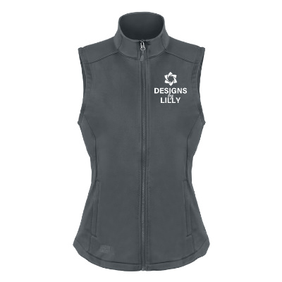 Gray fleece vest with custom logo.