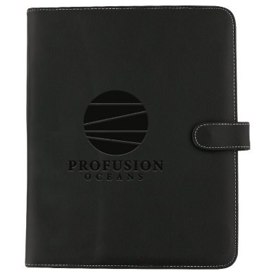 Polyurethane black grain padfolio debossed.