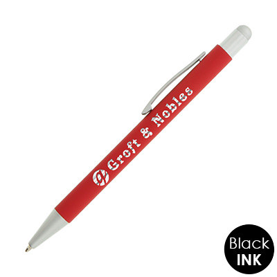 Engraved metal stylus pen with custom logo.