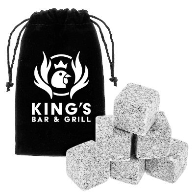 Marble ice cube with custom logo.