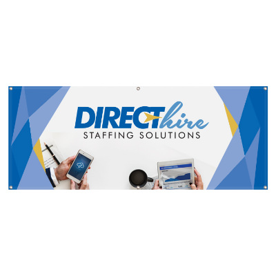 2 feet x 5 feet full-color custom printed 10 oz. vinyl banner with grommets.