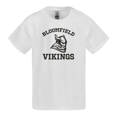 white youth t-shirt with custom logo.