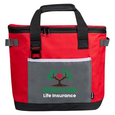 Red cooler with full-cooler logo.