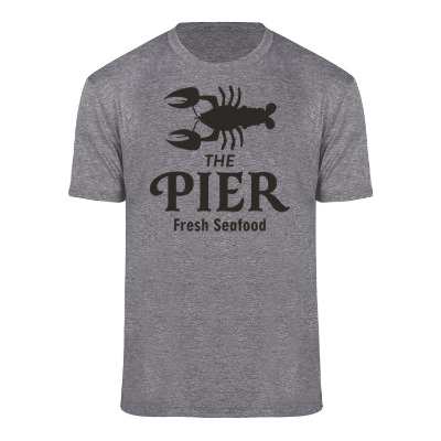 Grey heather t-shirt with personalized logo.