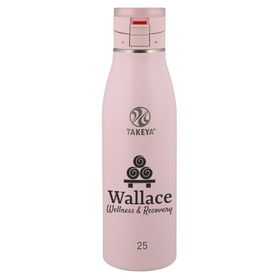 Blush stainless bottle with custom logo.