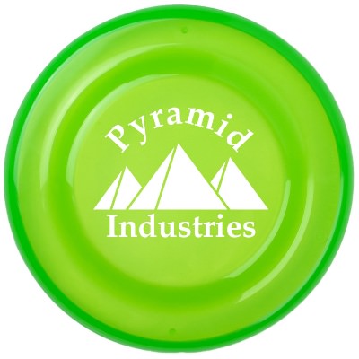 Plastic translucent orange standard 7.25 inch flying disc with imprint.