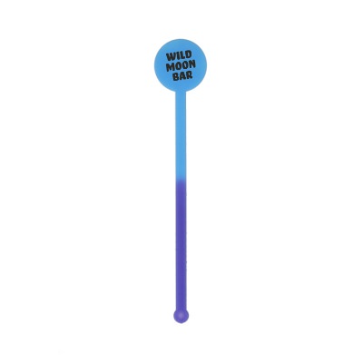 Plastic mood drink stirrer with custom promotional logo.