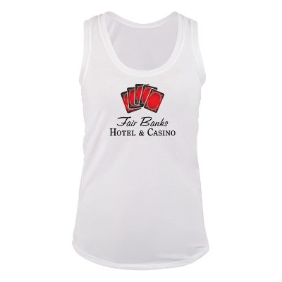 White full color racerback tank top.