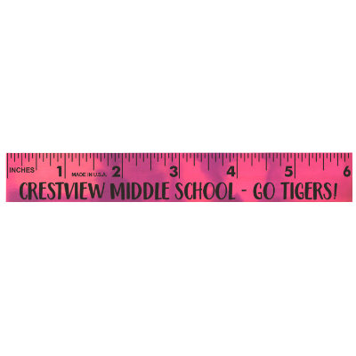 Custom imprinted orange to yellow mood changing 6 inch wooden ruler.