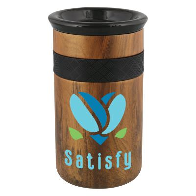 Teak Wood Brown tumbler with full color imprint.