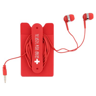 Silicone red phone stand wallet with customized logo.