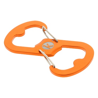 Black s-biner bottle opener with customized promotional imprint laser engraved.