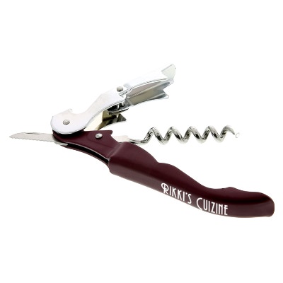 Iron waiter's corkscrew wine bottle opener with custom imprint.