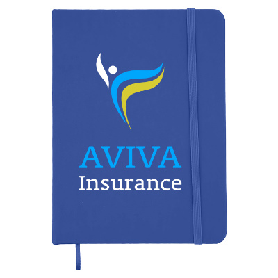Blue notebook with full color custom imprint