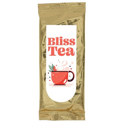 Gold full color instant hot chocolate imprint.