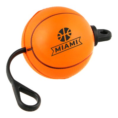 Orange foam sports ball with a custom logo.