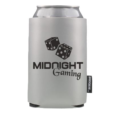 Foam silver deluxe collapsible Koozie custom imprint.