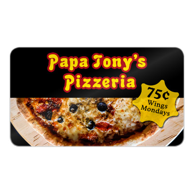 White plastic business card with a custom logo.