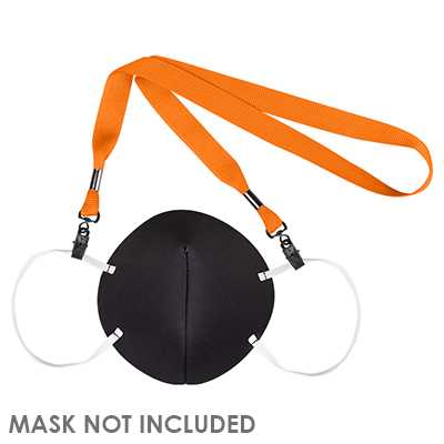 3/4 inch neon blue grosgrain polyester blank mask lanyard with double bulldog clips.