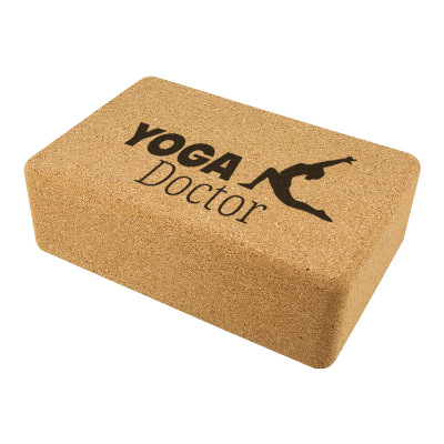 Cork yoga block with custom logo.