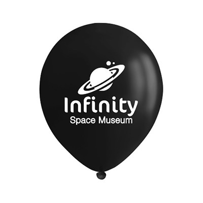 Black latex balloon with a personalized imprint
