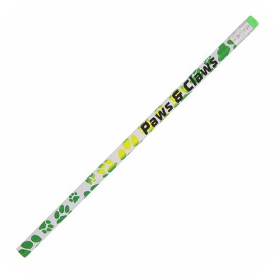 Wood mood tracks pencil with branded imprint.
