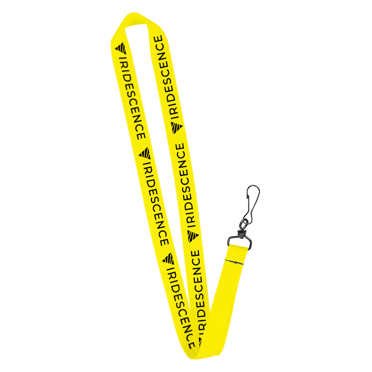 5/8 inch neon orange grosgrain polyester custom lanyard with black j-hook.