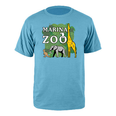 Printed aquatic blue full color short sleeve shirt.
